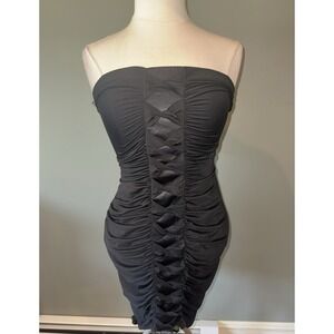 Y2K NWT Deadstock Body Central Bodycon Strapless Tube Party Dress With Bows Sz M